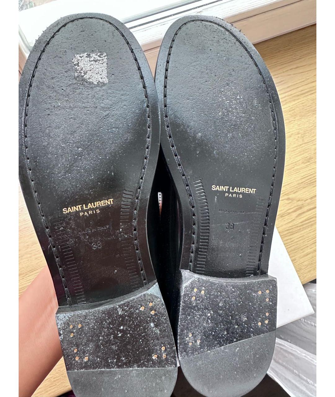 SAINT LAURENT Черные кожаные лоферы, фото 4
