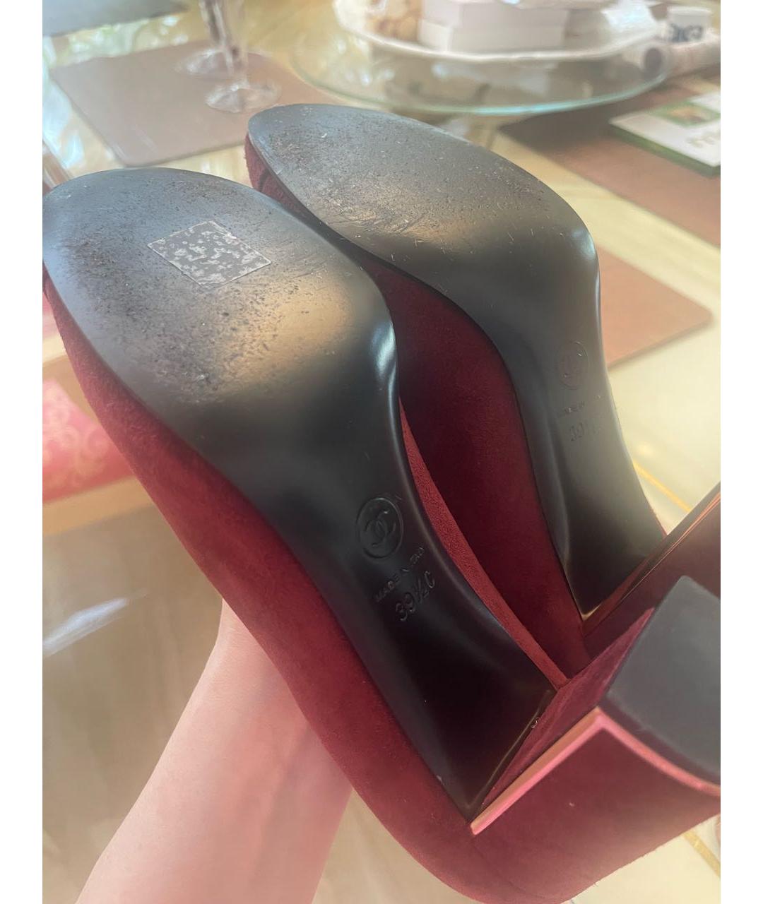 CHANEL Бордовые замшевые туфли, фото 5