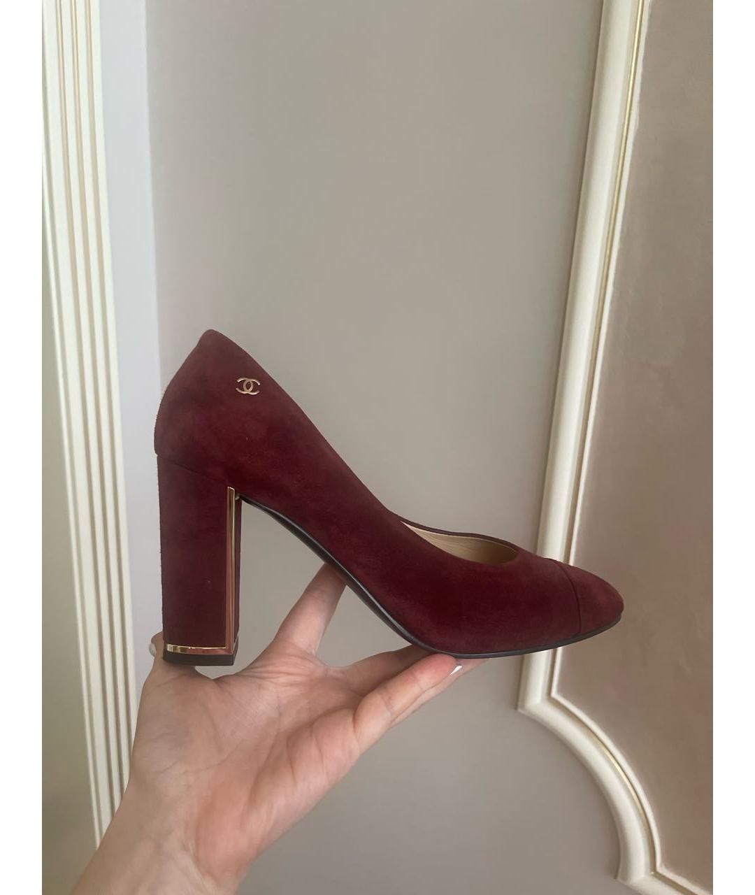 CHANEL Бордовые замшевые туфли, фото 7
