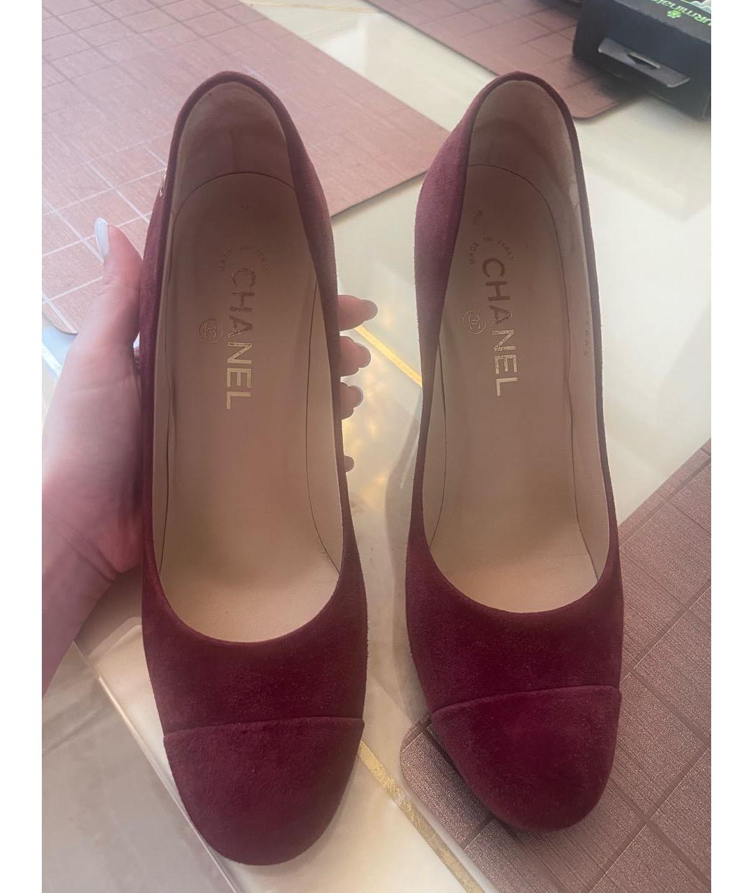 CHANEL Бордовые замшевые туфли, фото 2