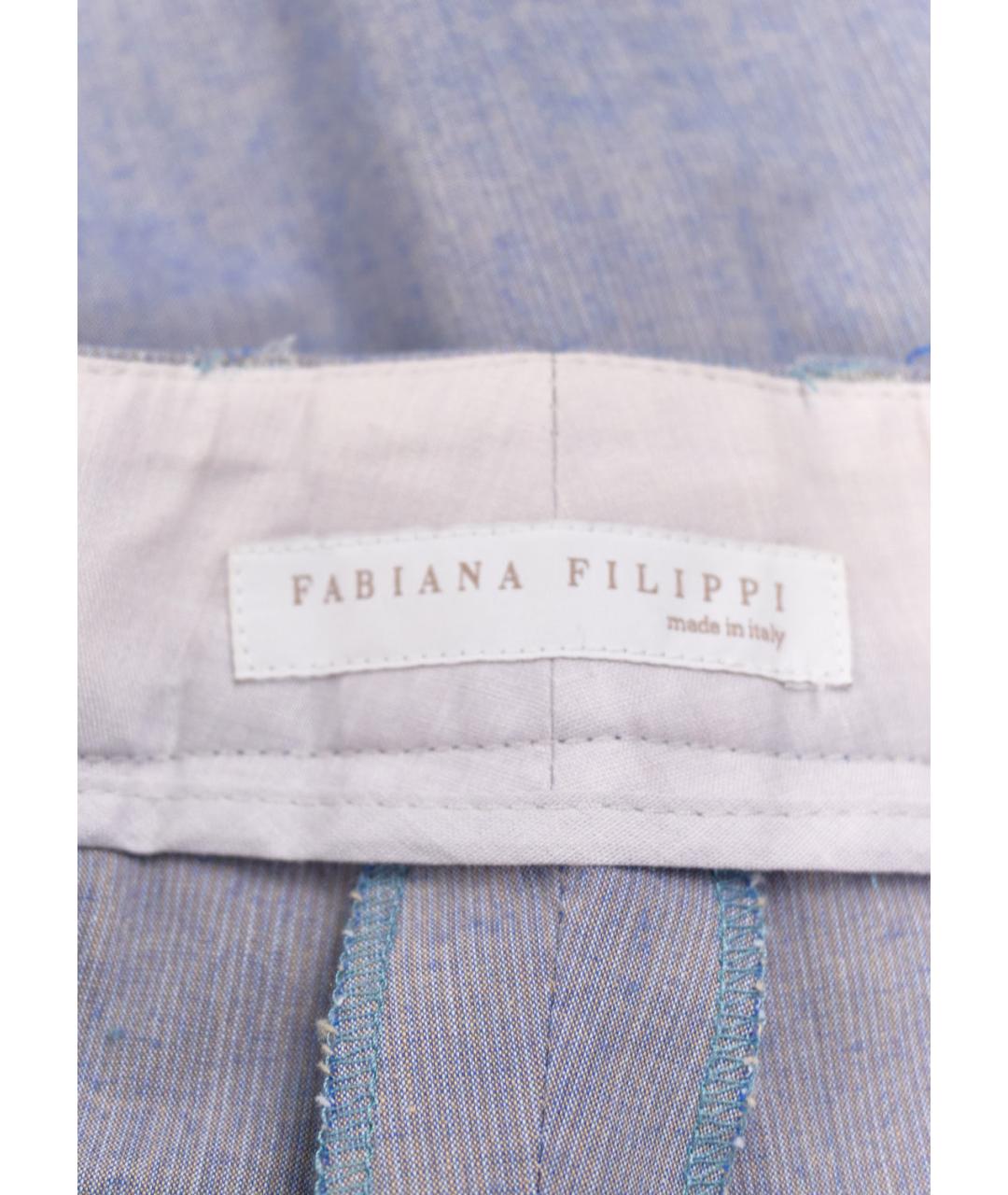 FABIANA FILIPPI Голубые хлопковые прямые брюки, фото 3