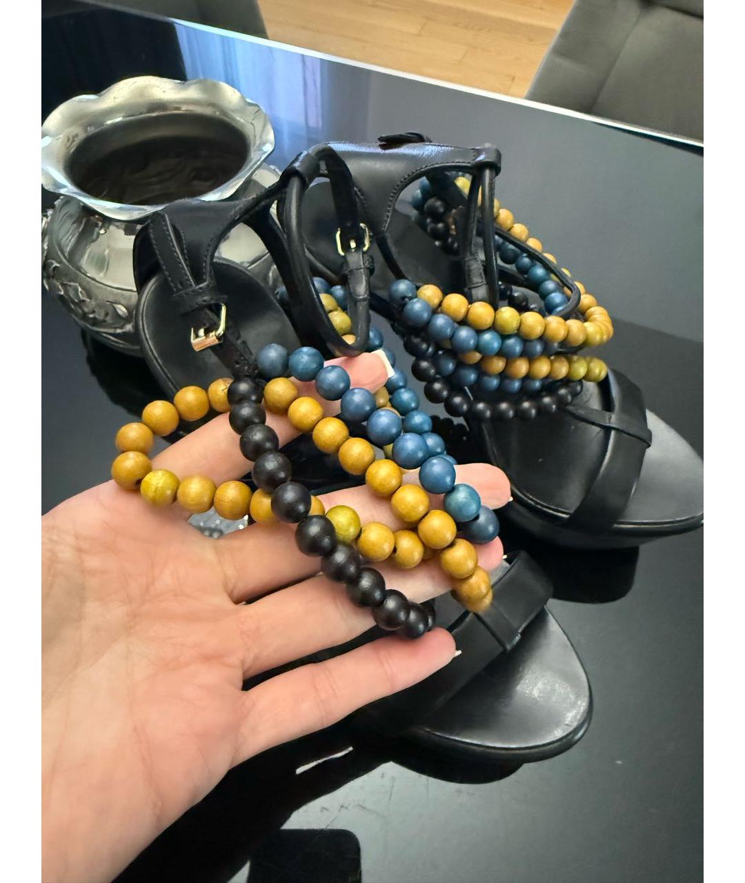 BURBERRY Черные кожаные босоножки, фото 3