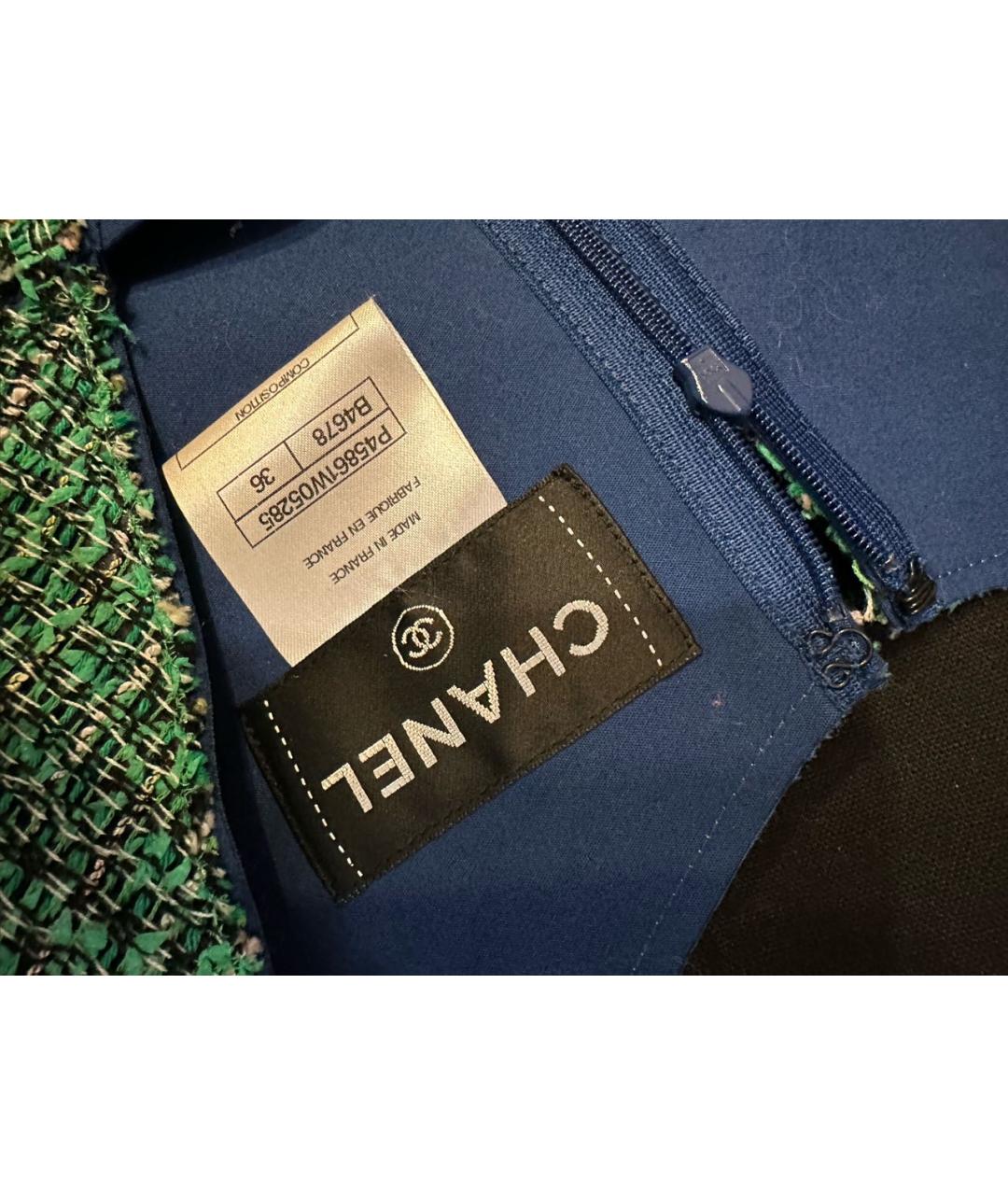 CHANEL Зеленые хлопковое платье, фото 3