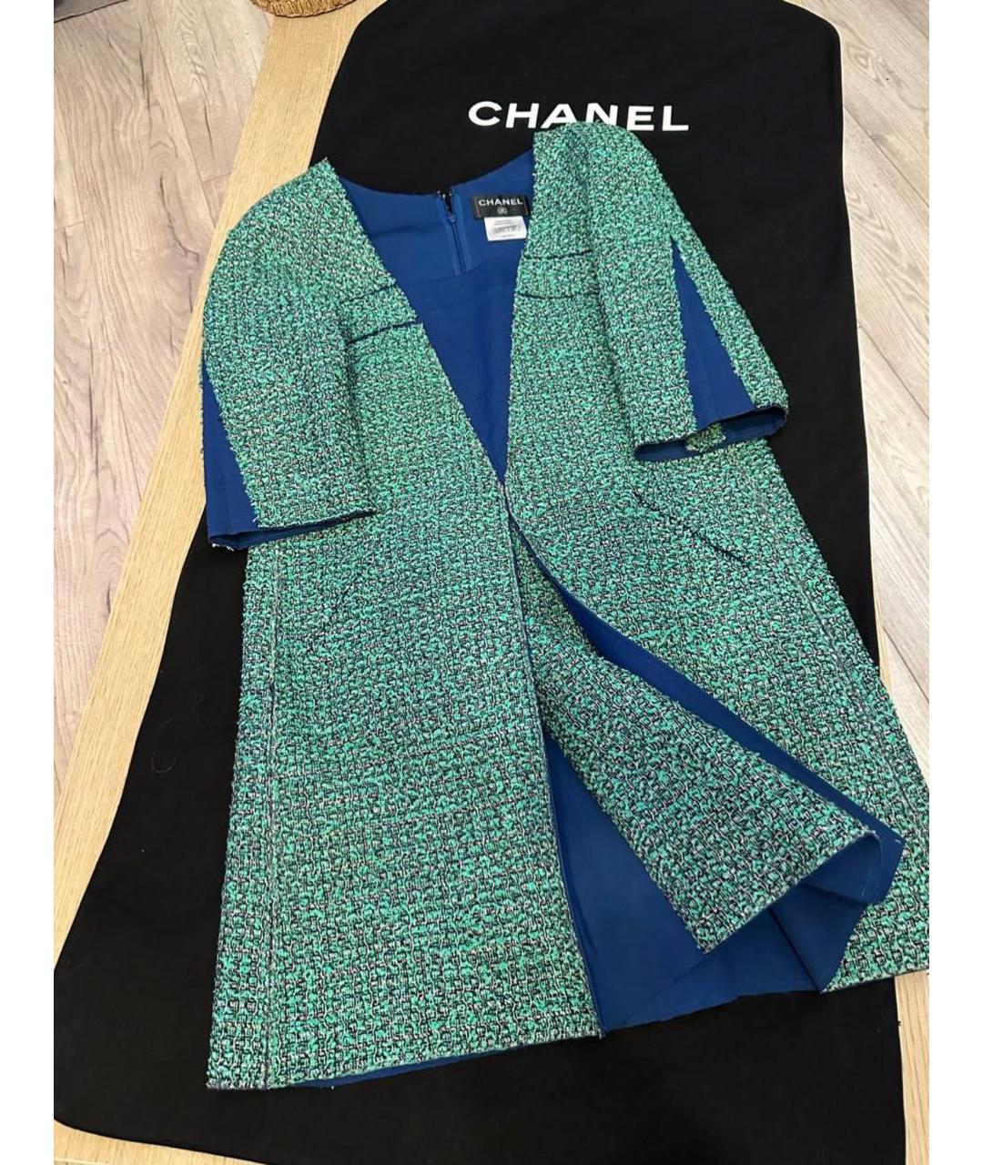 CHANEL Зеленые хлопковое платье, фото 6