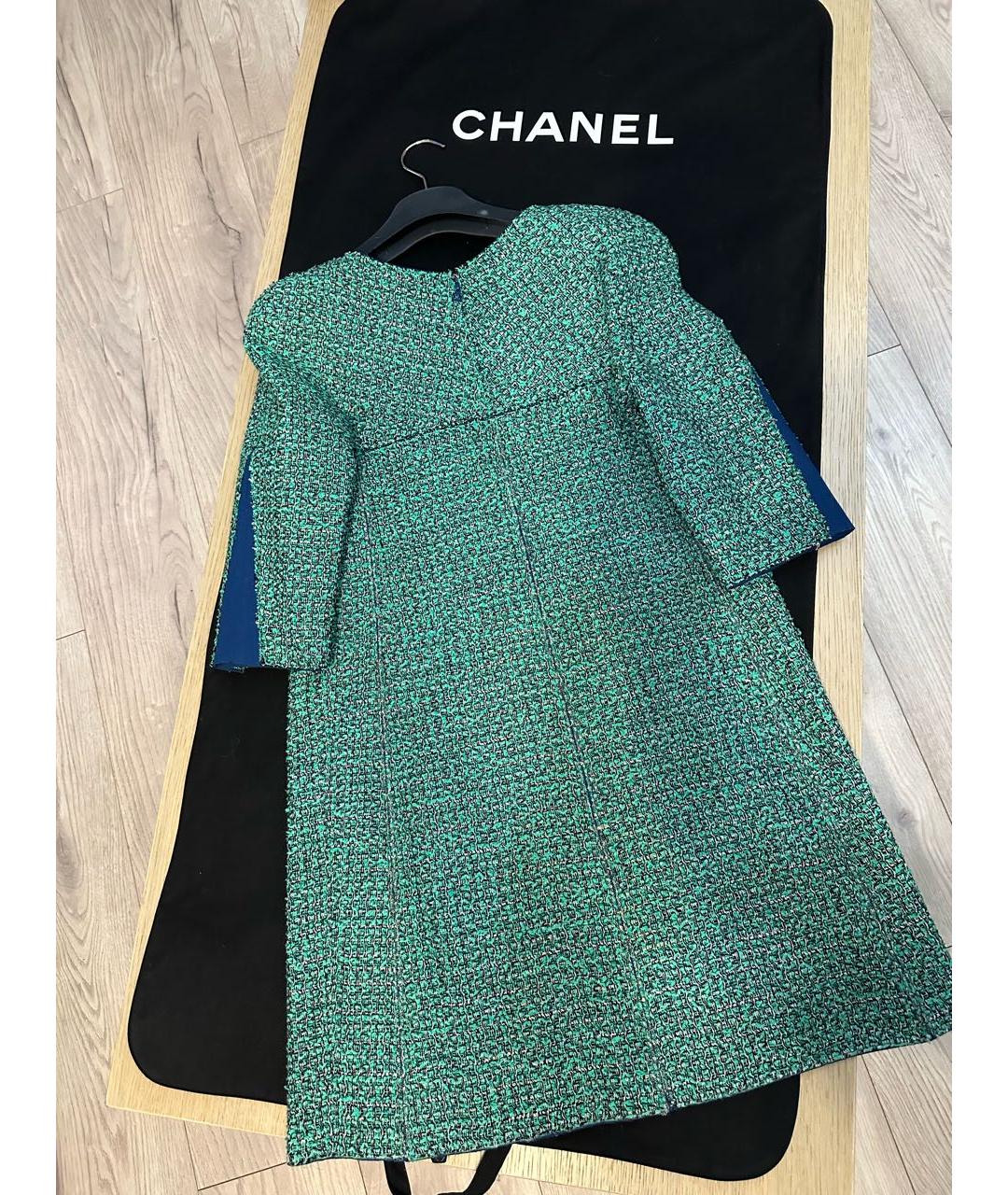 CHANEL Зеленые хлопковое платье, фото 2
