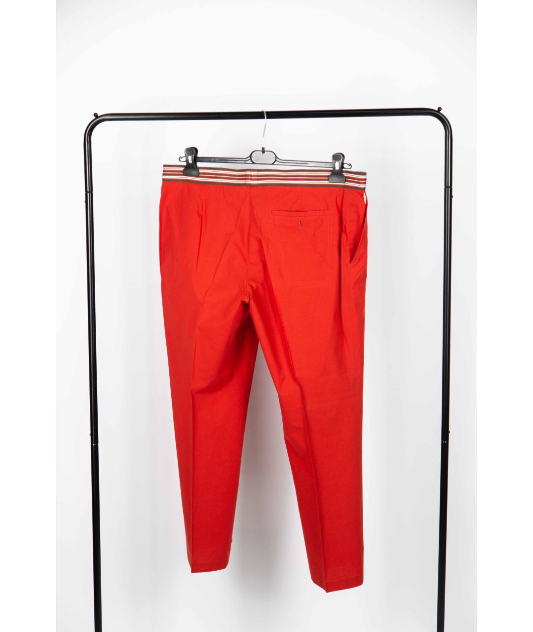 HERMES Красные хлопковые классические брюки, фото 2