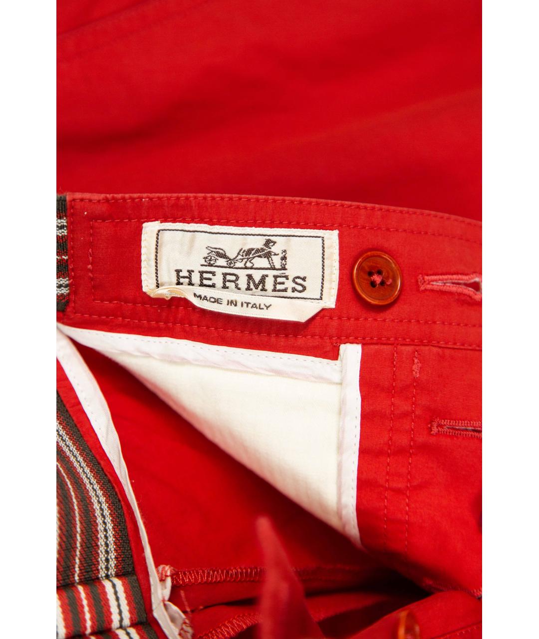 HERMES Красные хлопковые классические брюки, фото 3