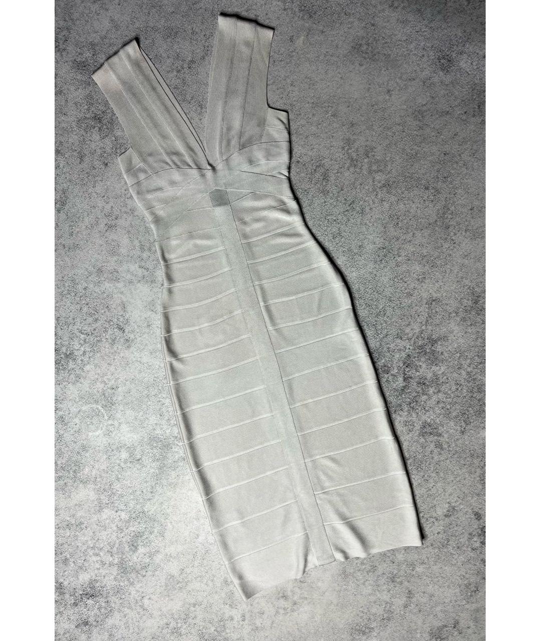 HERVE LEGER Серое вискозное платье, фото 8