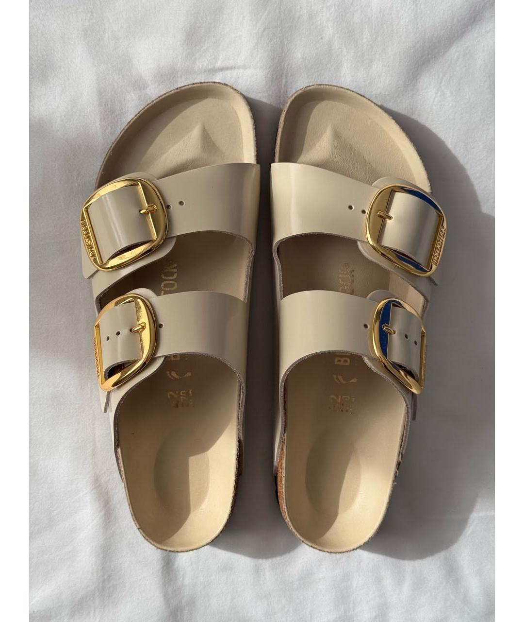 BIRKENSTOCK Бежевые кожаные сандалии, фото 9