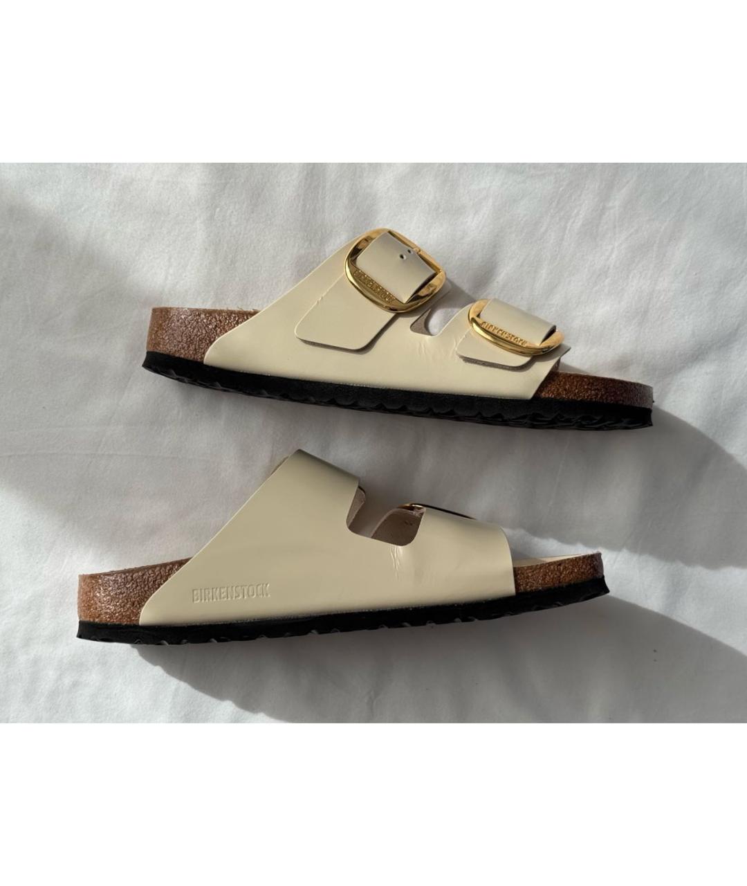BIRKENSTOCK Бежевые кожаные сандалии, фото 8