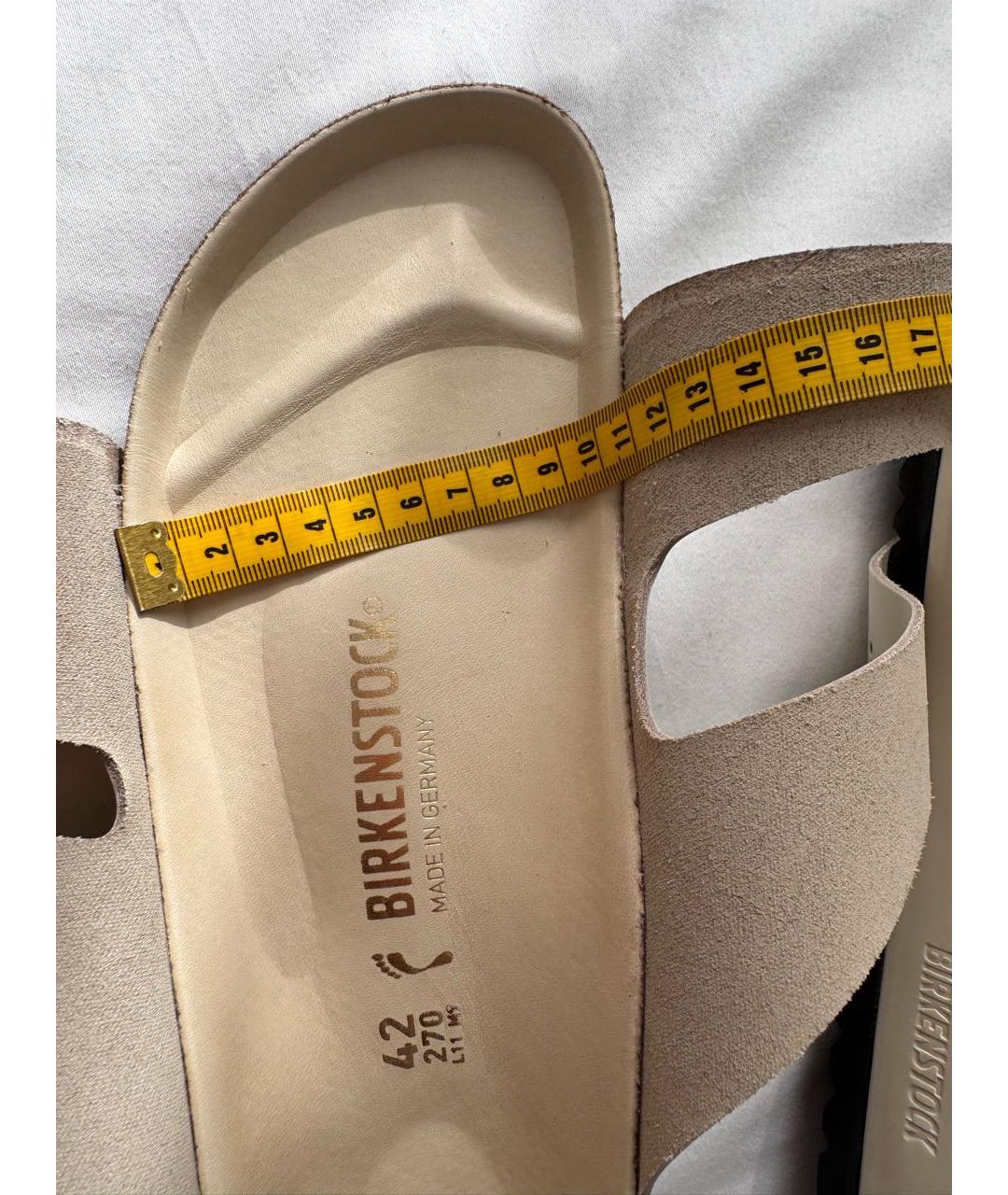 BIRKENSTOCK Бежевые кожаные сандалии, фото 7