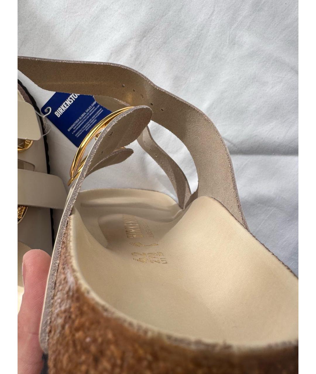 BIRKENSTOCK Бежевые кожаные сандалии, фото 4
