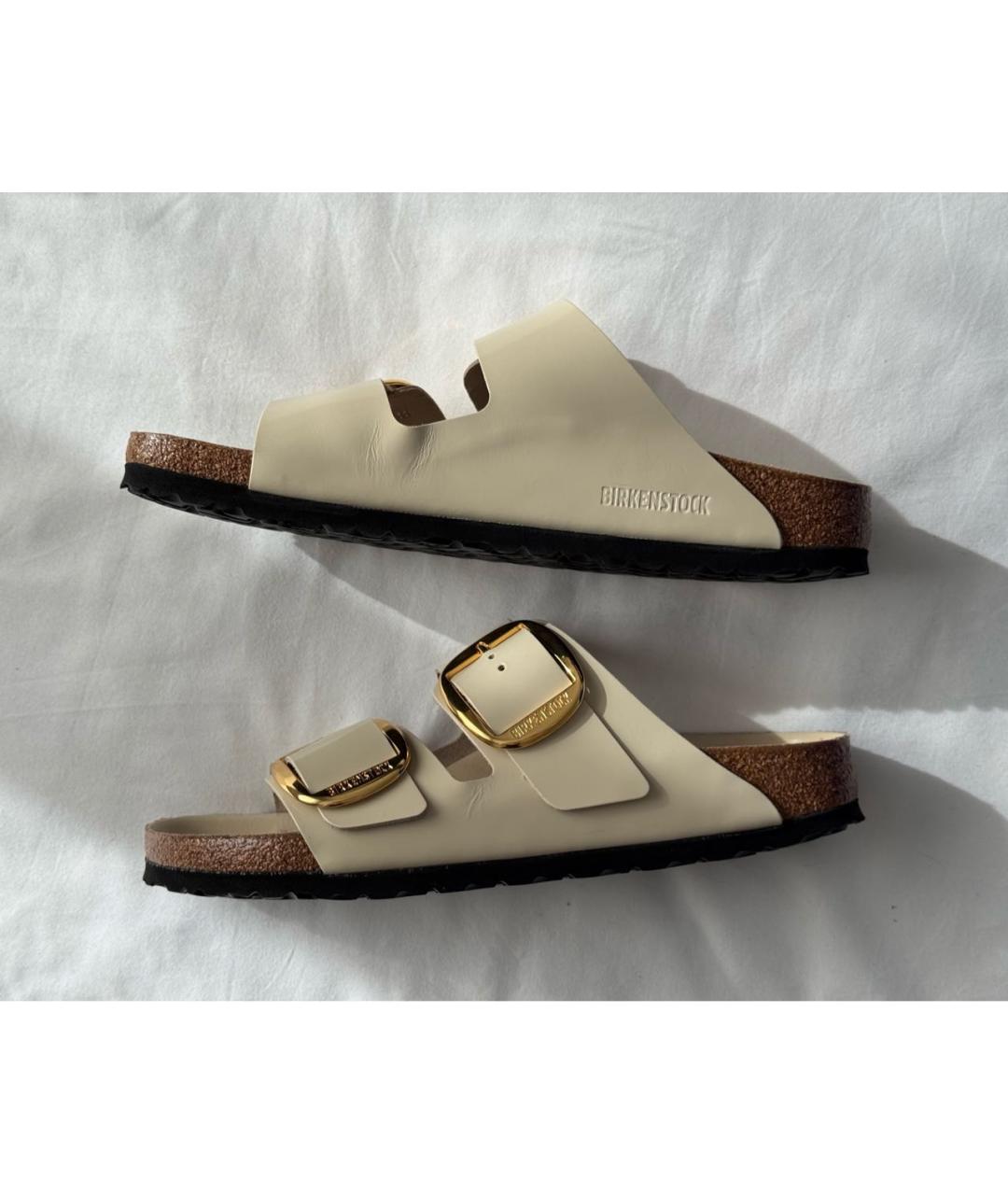 BIRKENSTOCK Бежевые кожаные сандалии, фото 5