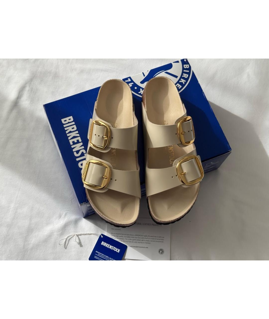 BIRKENSTOCK Бежевые кожаные сандалии, фото 3