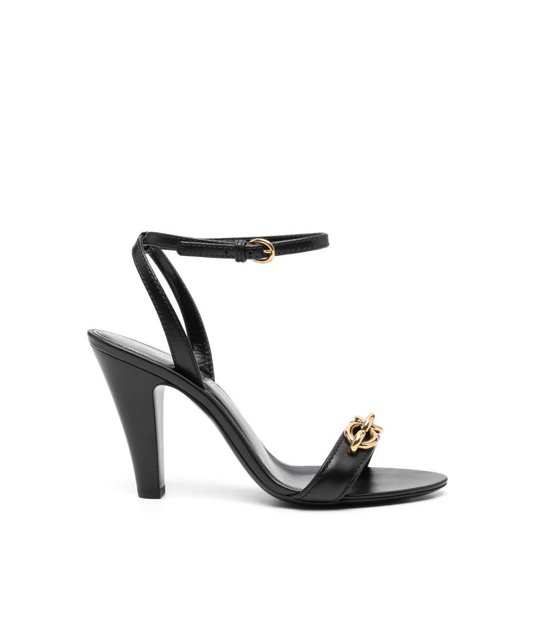 SAINT LAURENT Черные кожаные босоножки, фото 9
