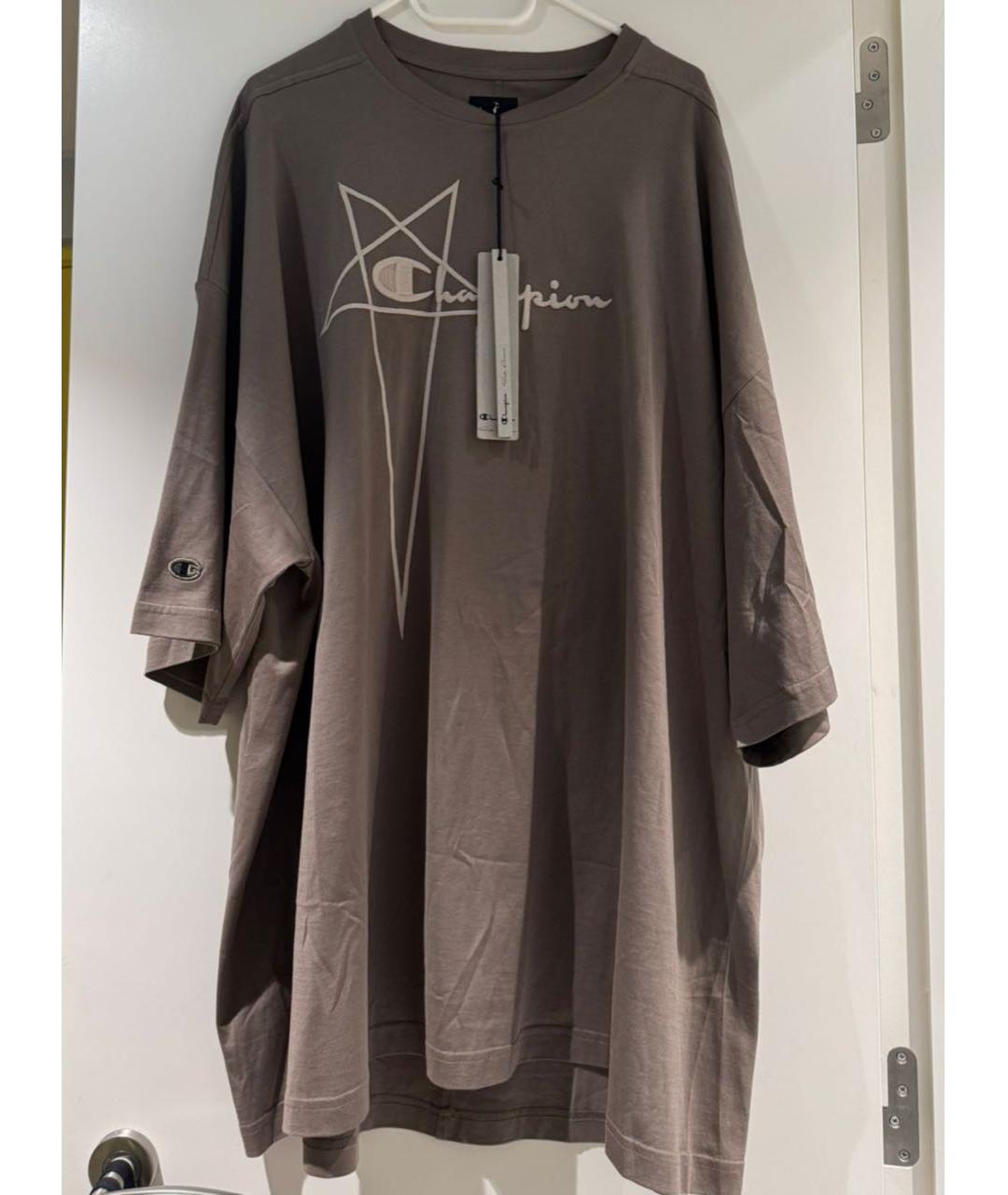 RICK OWENS Бежевая хлопковая футболка, фото 2