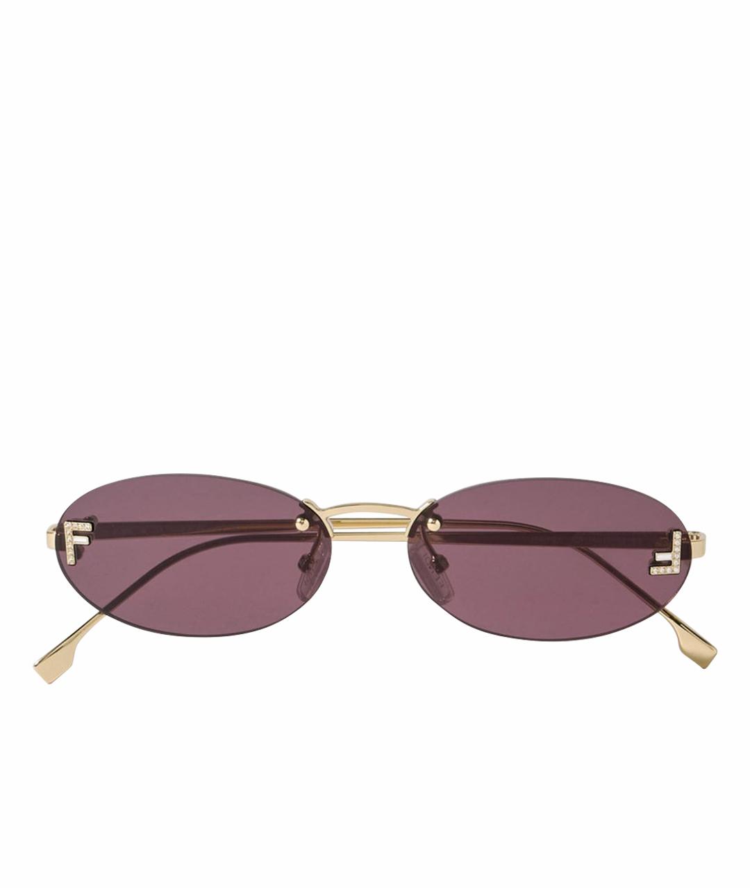 FENDI Бордовые металлические солнцезащитные очки, фото 1