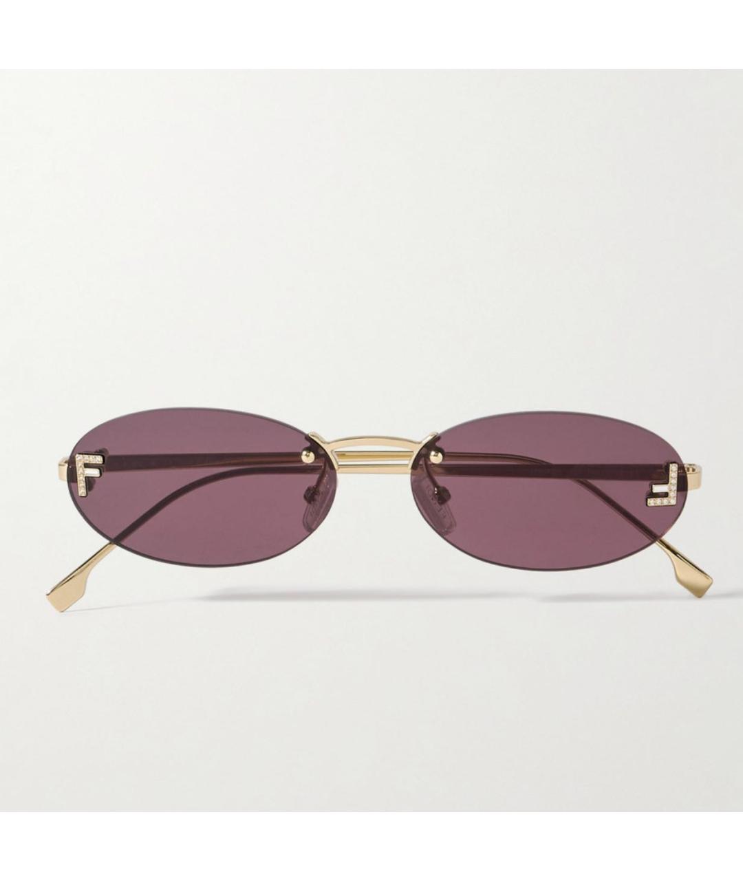 FENDI Бордовые металлические солнцезащитные очки, фото 6