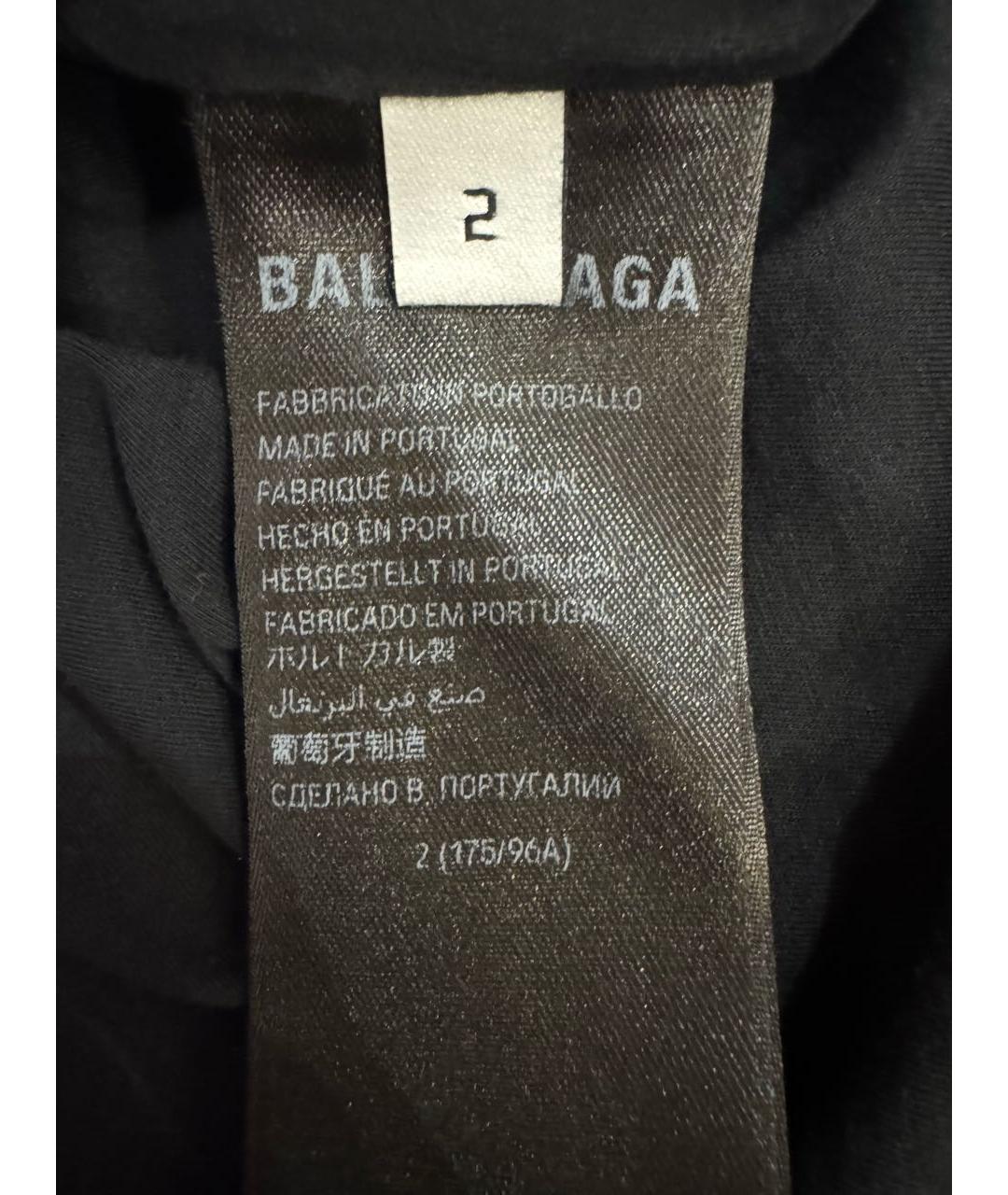 BALENCIAGA Черная хлопковая футболка, фото 4