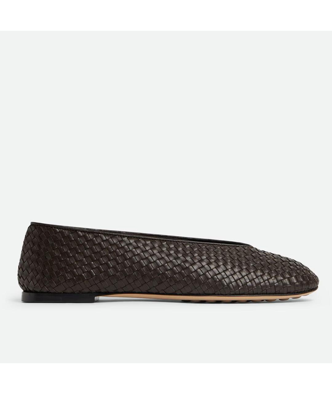 BOTTEGA VENETA Коричневые кожаные балетки, фото 8
