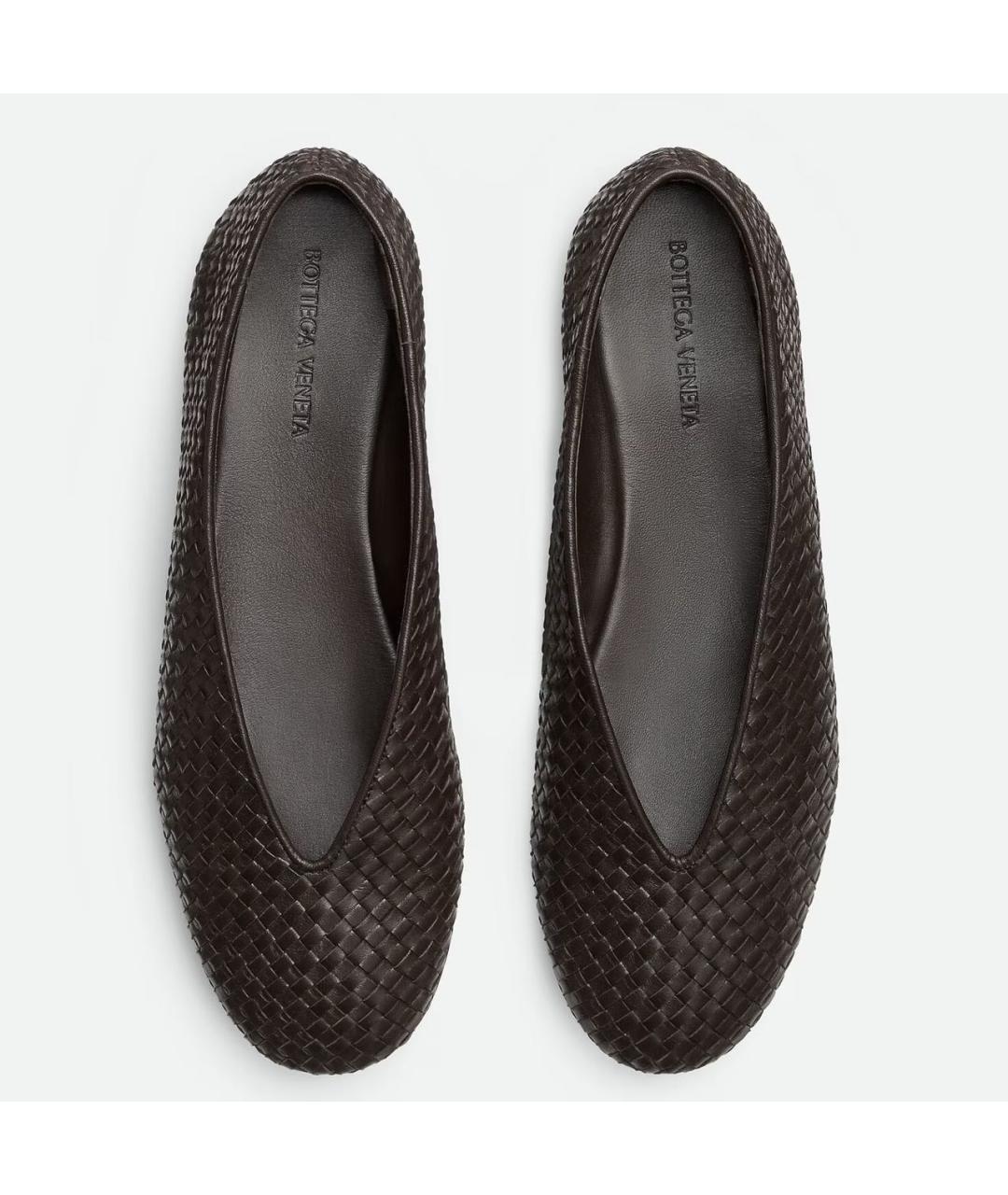 BOTTEGA VENETA Коричневые кожаные балетки, фото 5