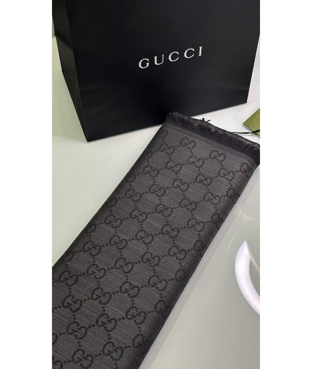 GUCCI Антрацитовый шарф, фото 3