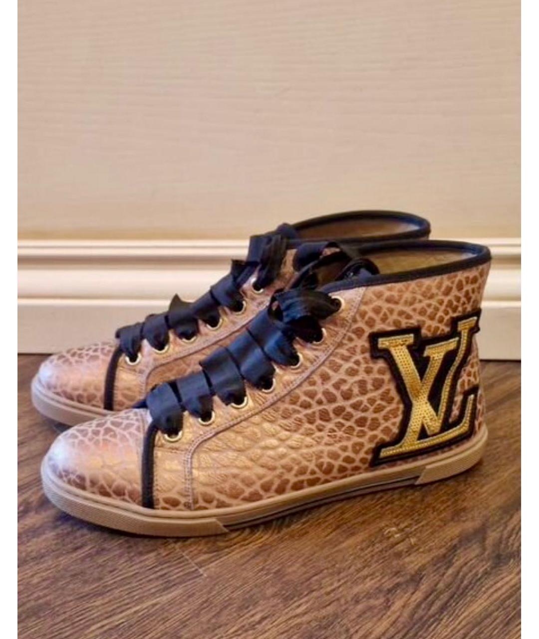 LOUIS VUITTON Коричневые кожаные кеды, фото 9