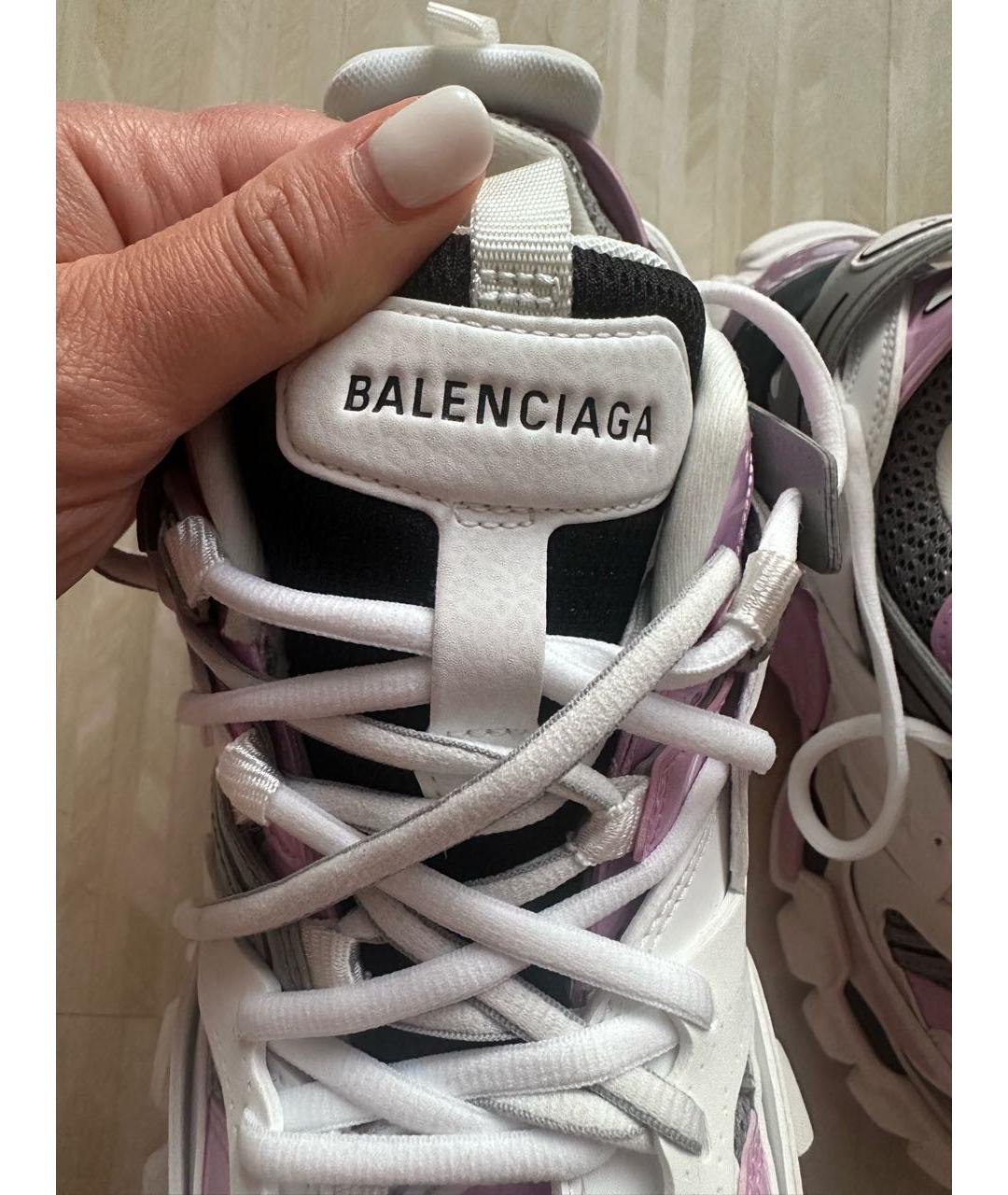 BALENCIAGA Белые кожаные кроссовки, фото 4