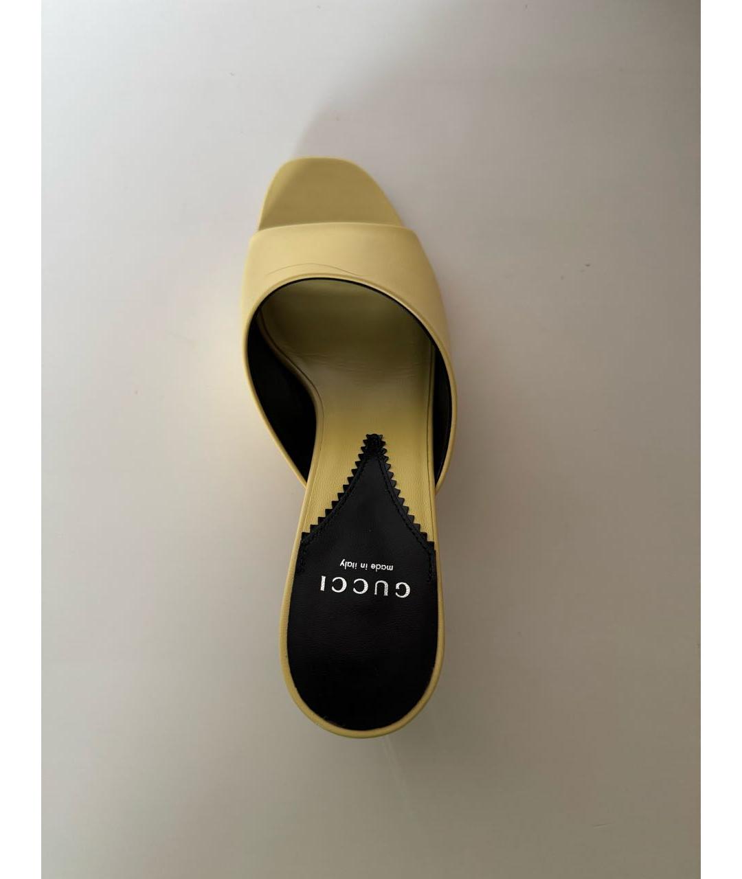 GUCCI Желтые кожаные мюли, фото 3
