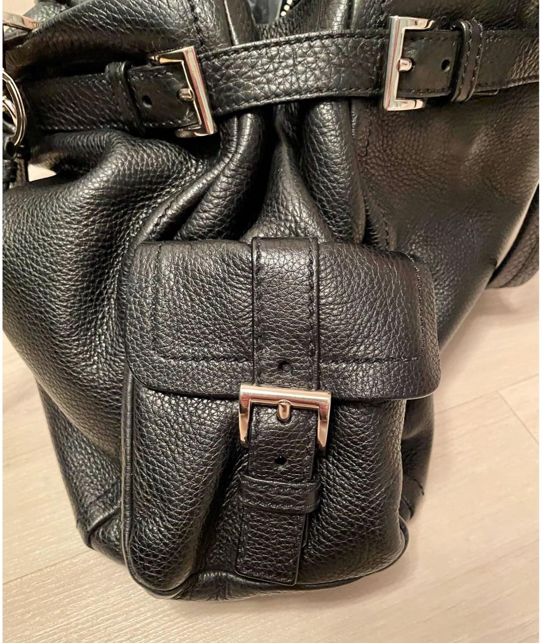 PRADA Черная кожаная сумка с короткими ручками, фото 5