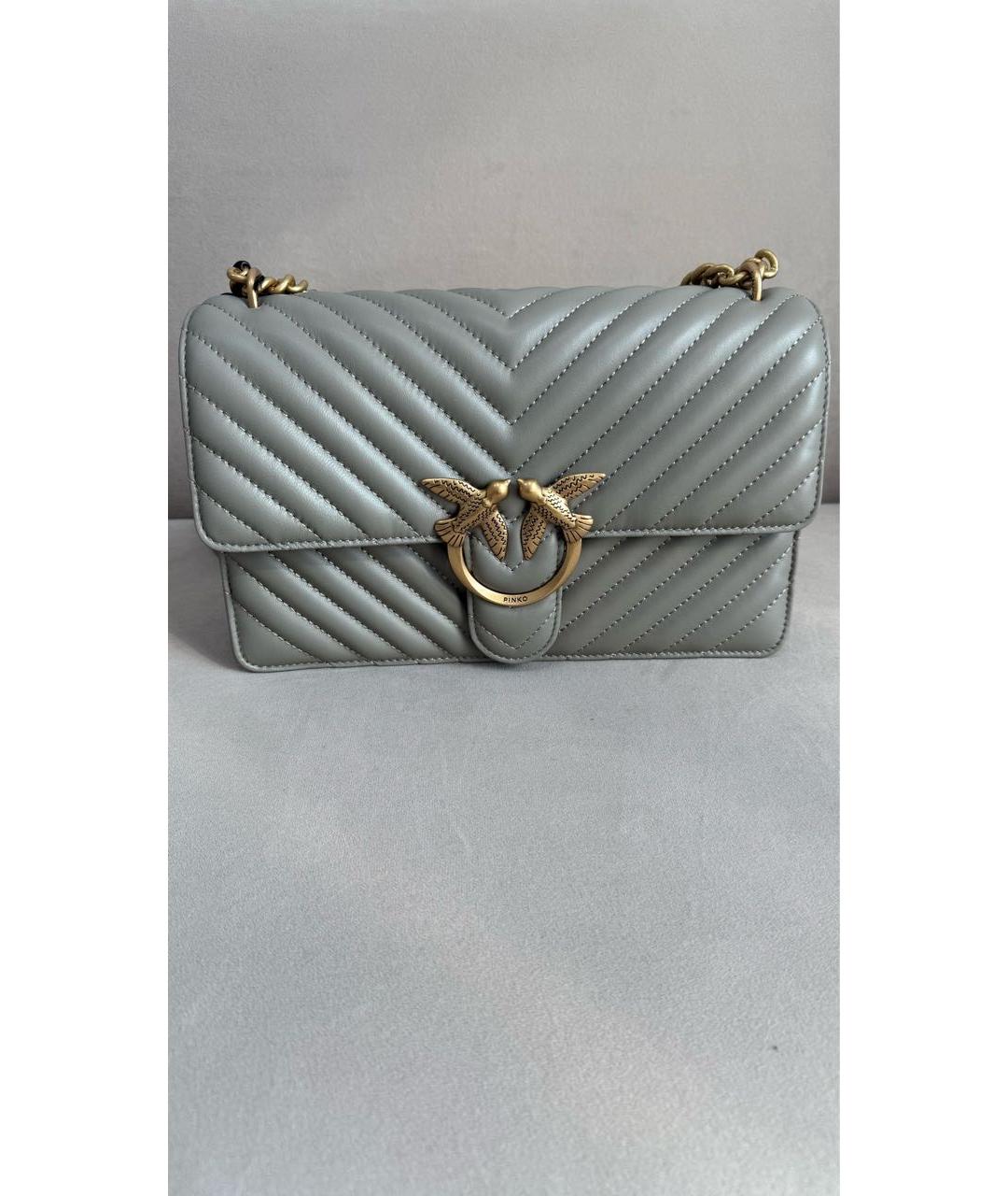 PINKO Антрацитовая кожаная сумка через плечо, фото 5