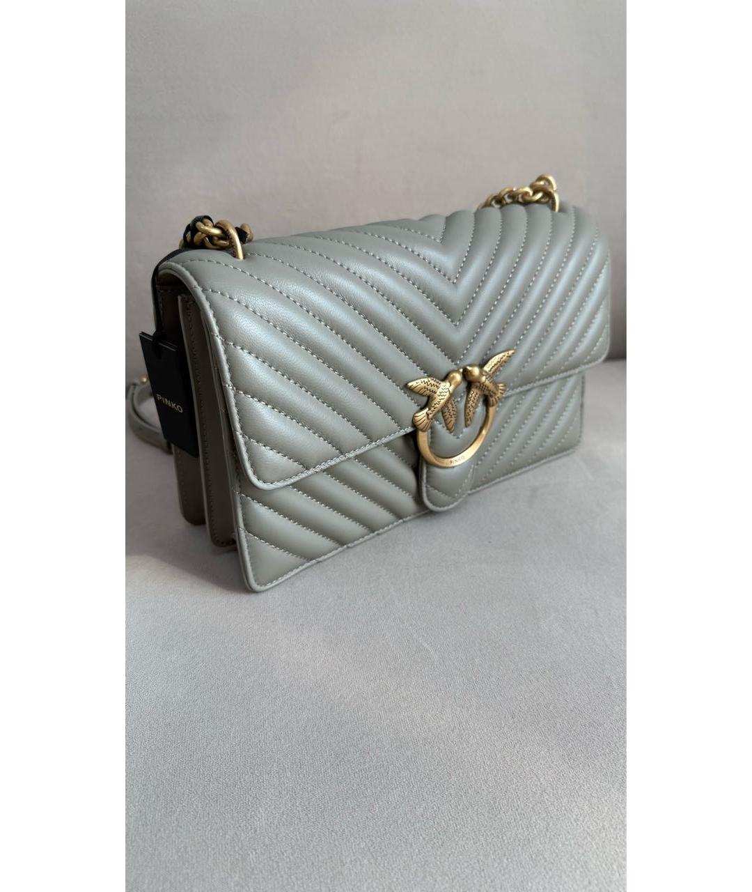 PINKO Антрацитовая кожаная сумка через плечо, фото 2