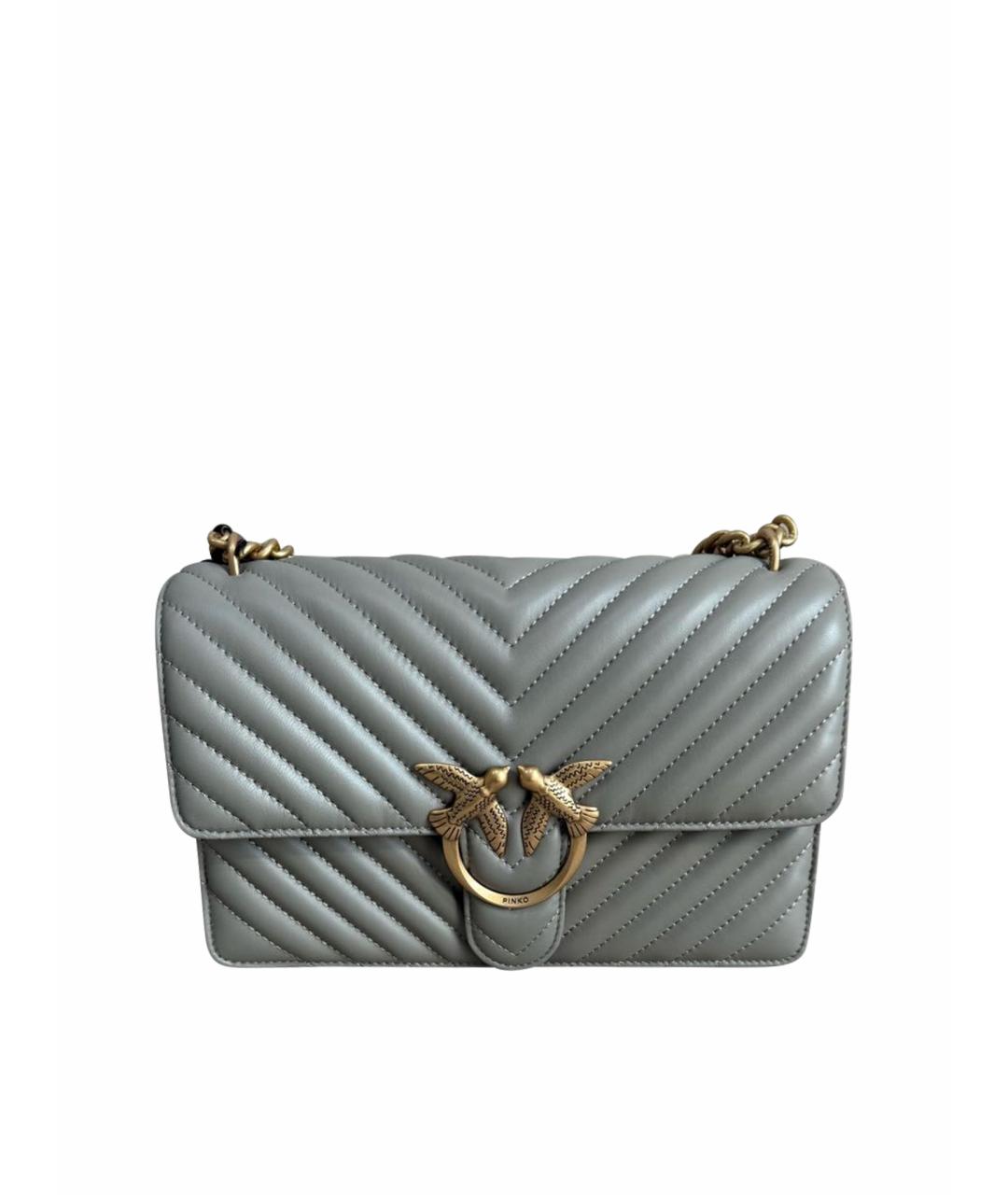 PINKO Антрацитовая кожаная сумка через плечо, фото 1