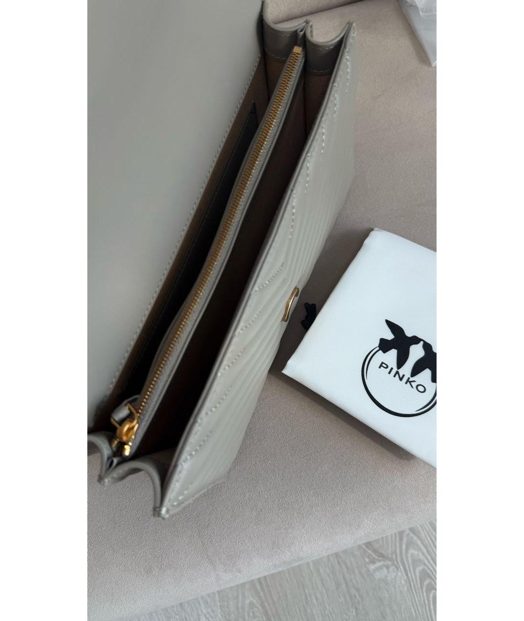 PINKO Антрацитовая кожаная сумка через плечо, фото 4