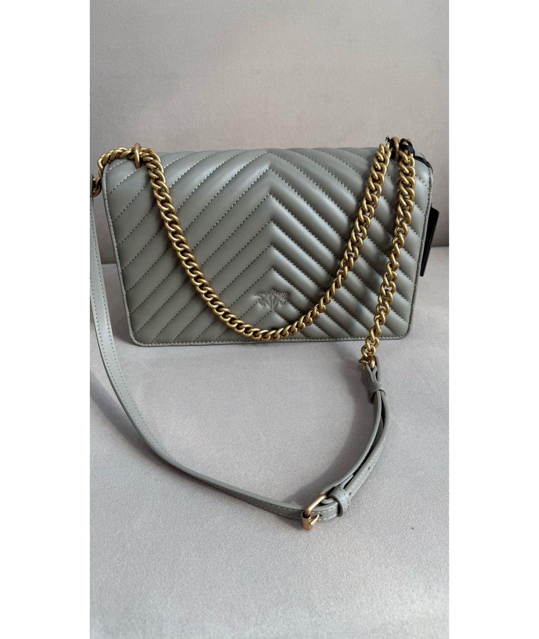 PINKO Антрацитовая кожаная сумка через плечо, фото 3