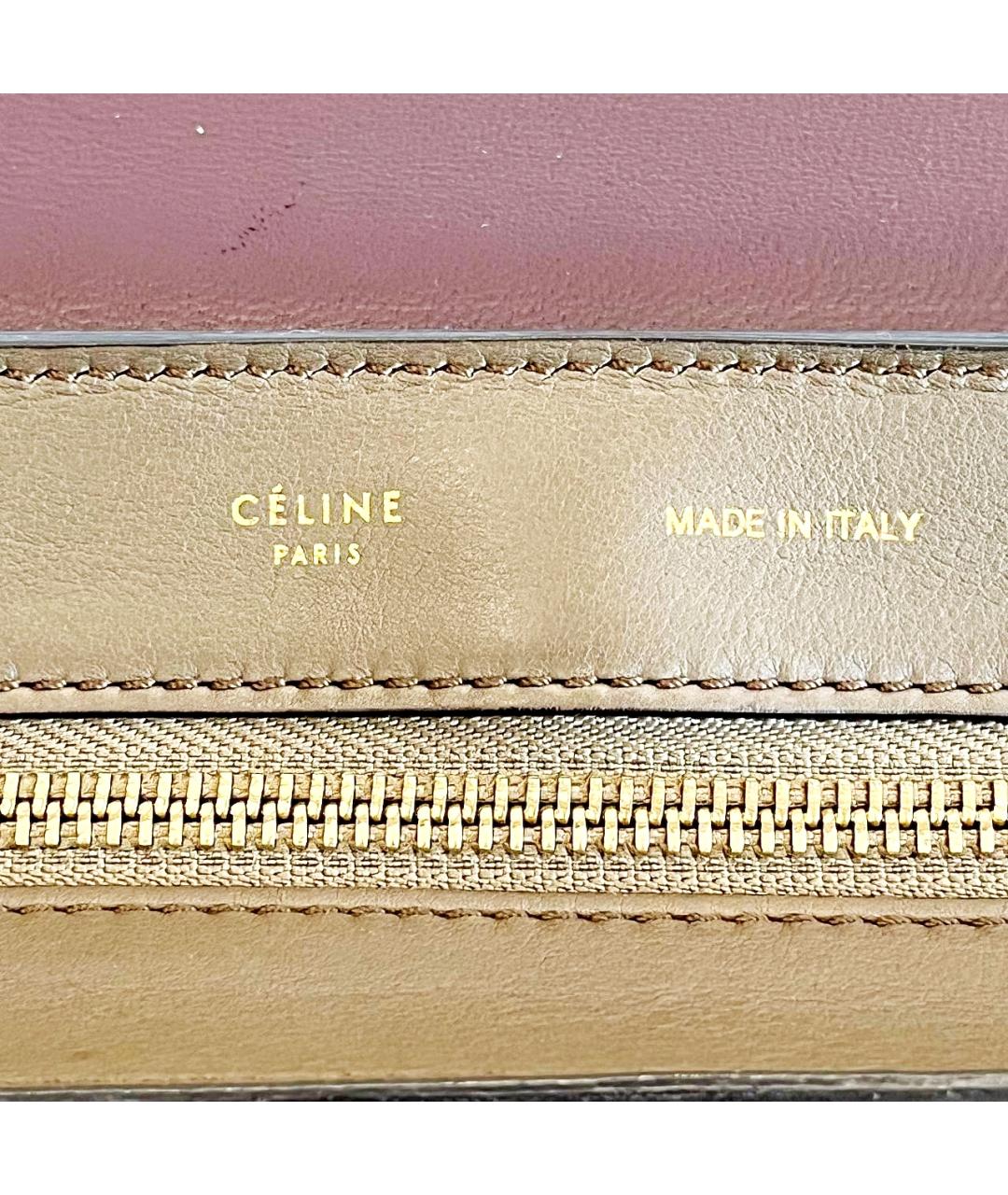CELINE Коричневая кожаная сумка с короткими ручками, фото 7