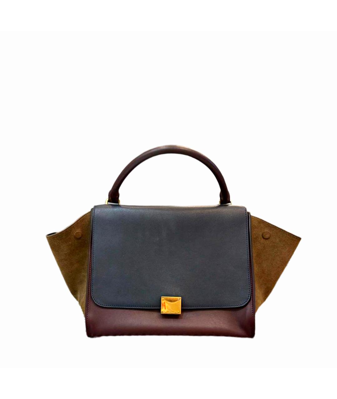 CELINE Коричневая кожаная сумка с короткими ручками, фото 10