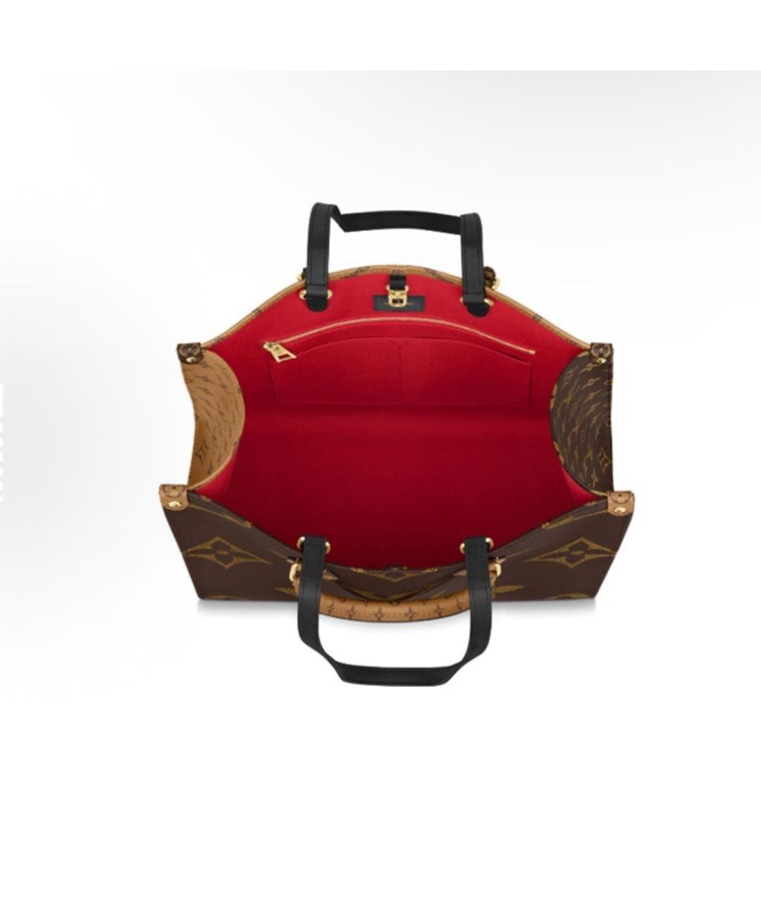 LOUIS VUITTON Коричневая кожаная сумка тоут, фото 4
