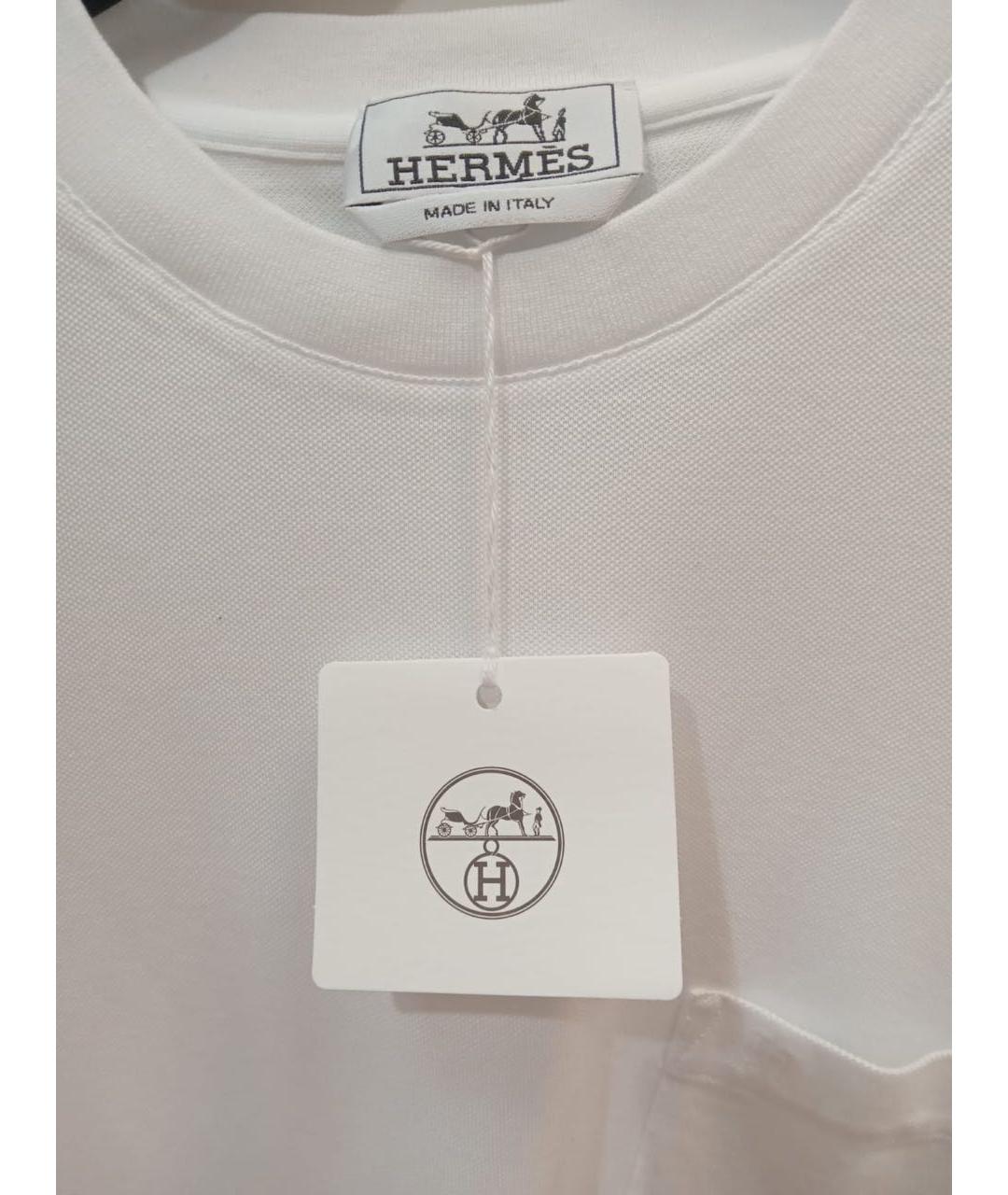 HERMES Белая хлопковая футболка, фото 3