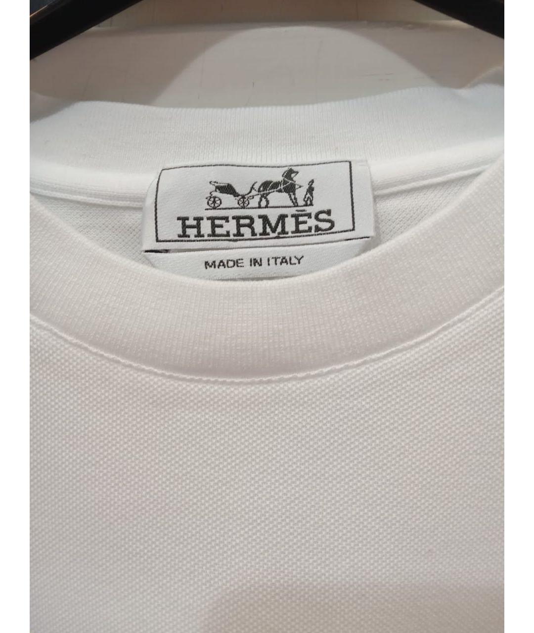 HERMES Белая хлопковая футболка, фото 4