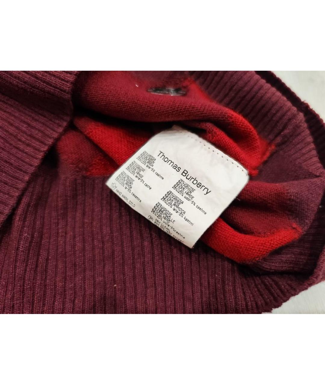 BURBERRY Бордовый шерстяной джемпер / свитер, фото 5