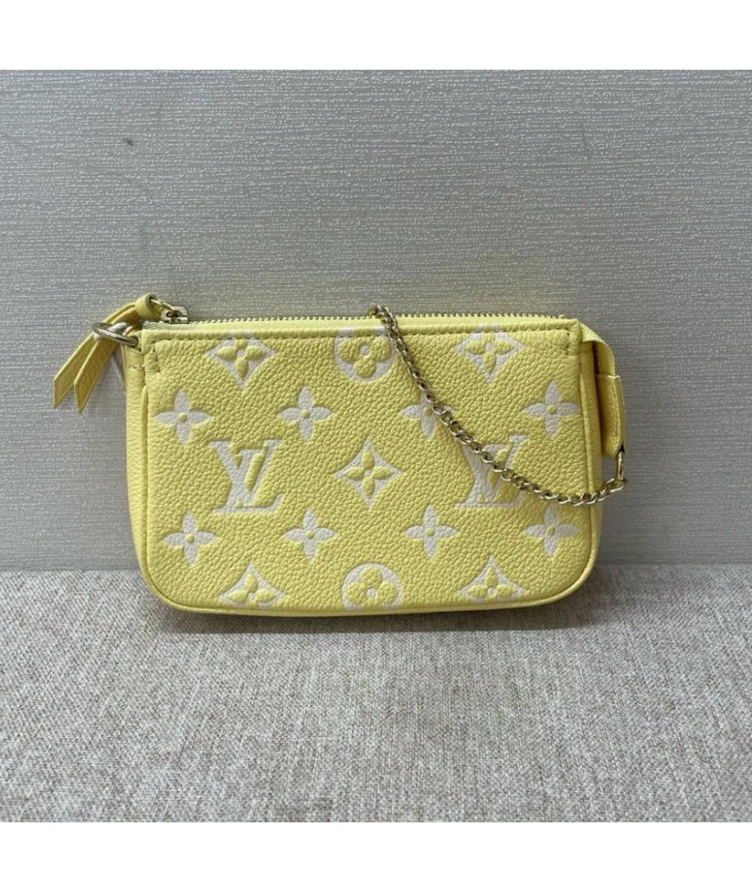 LOUIS VUITTON Желтая кожаная сумка с короткими ручками, фото 2