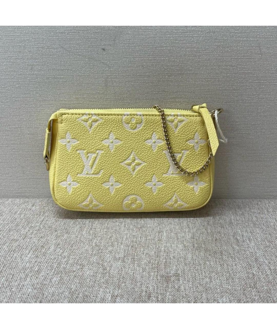 LOUIS VUITTON Желтая кожаная сумка с короткими ручками, фото 9