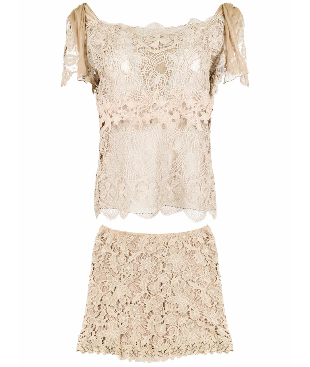 ALBERTA FERRETTI Коричневый хлопковый костюм с юбками, фото 1