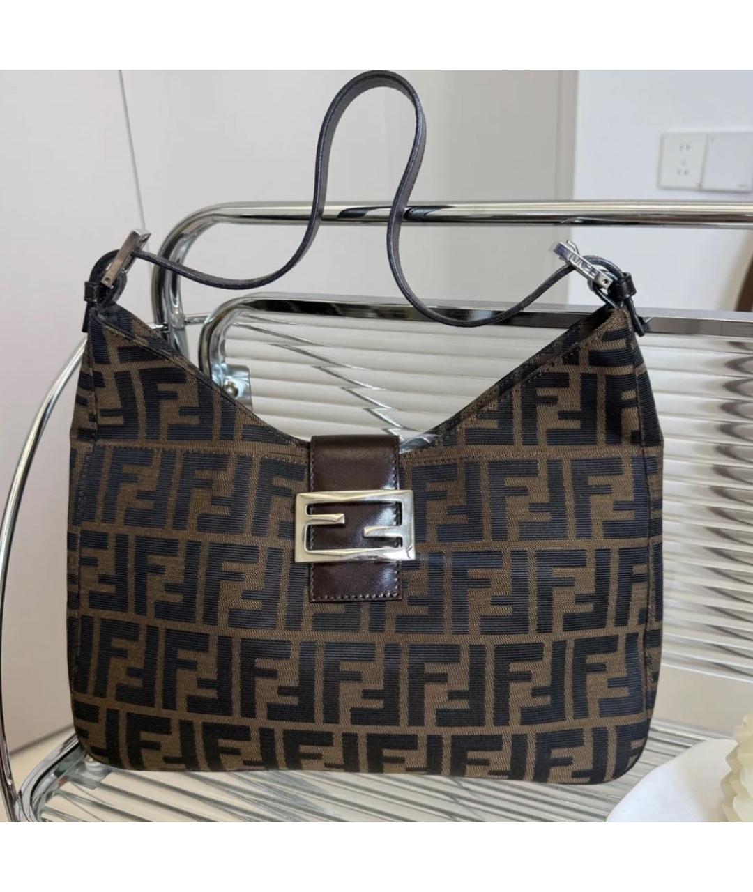 FENDI Коричневая кожаная сумка через плечо, фото 8