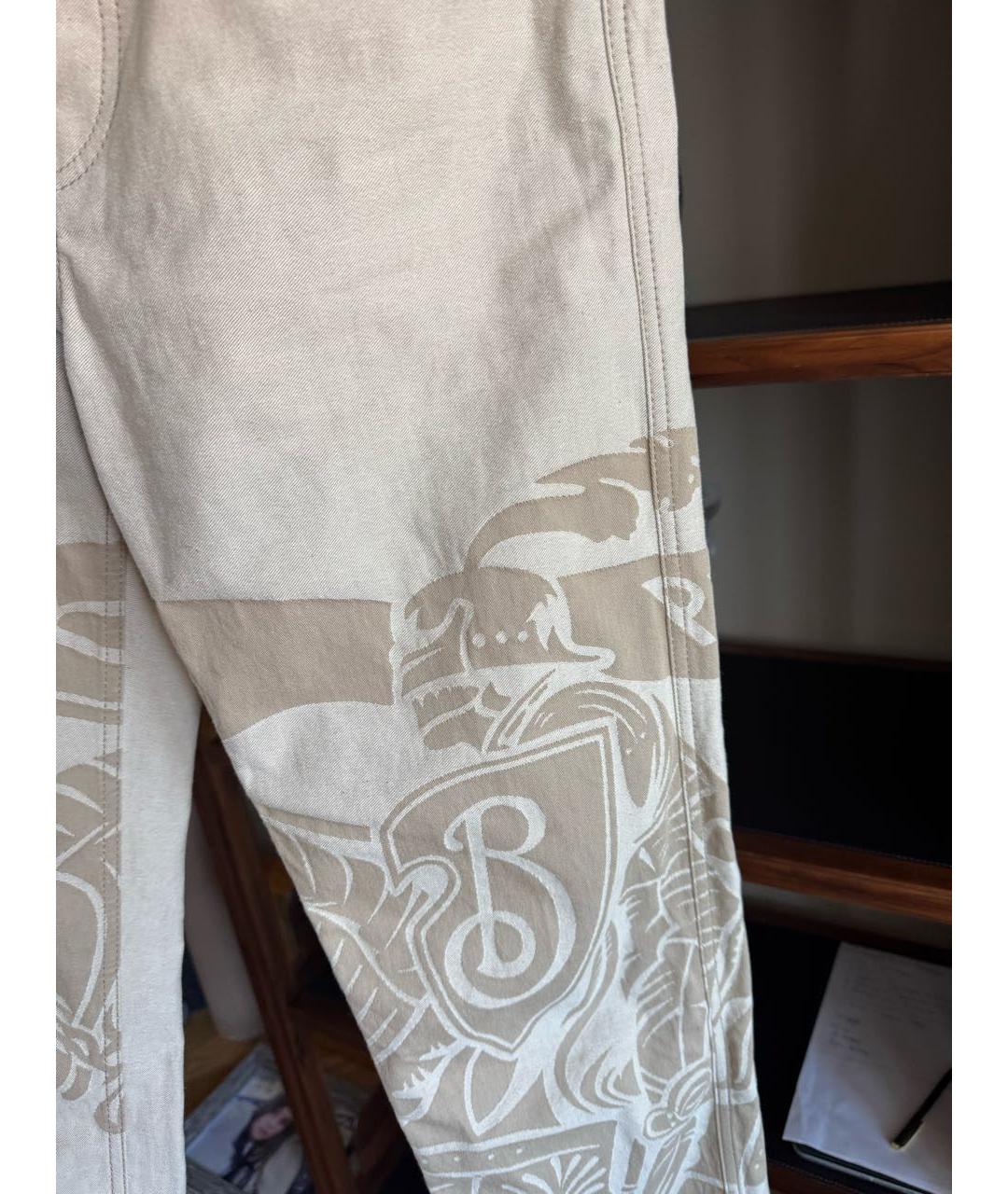 BURBERRY Бежевые хлопковые прямые джинсы, фото 2