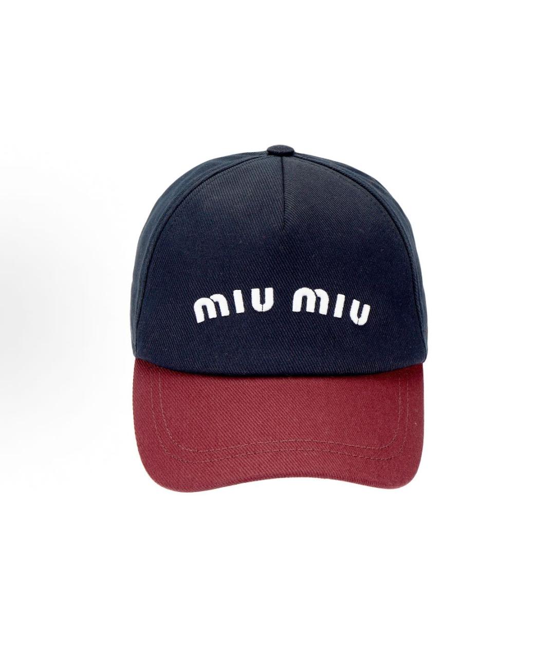 MIU MIU Темно-синяя хлопковая кепка, фото 6