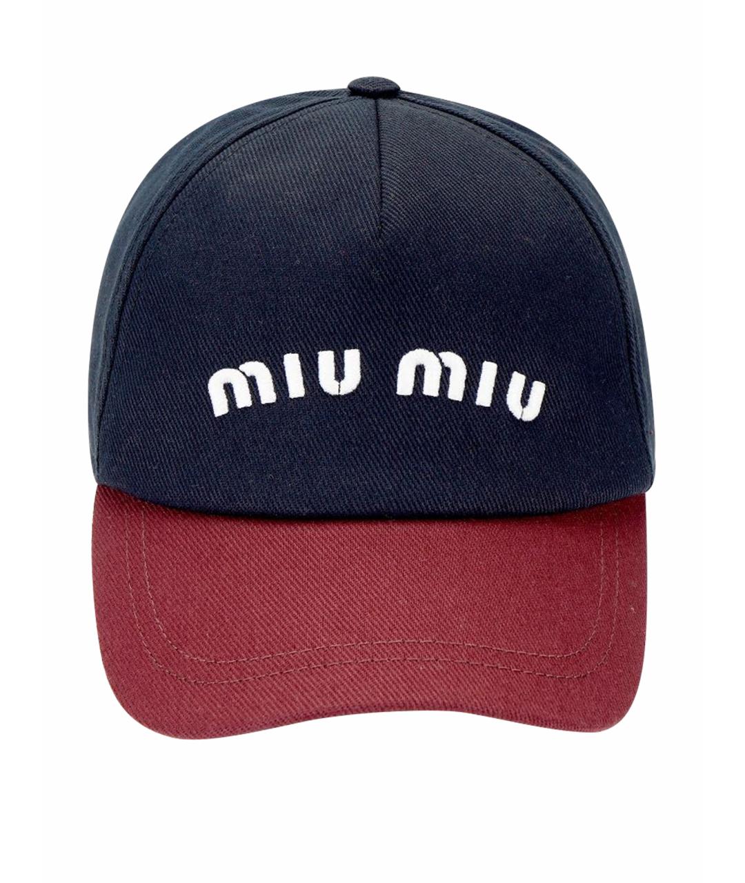 MIU MIU Темно-синяя хлопковая кепка, фото 1