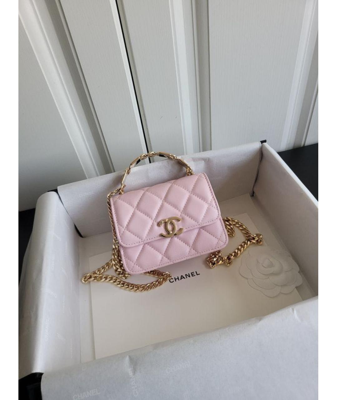 CHANEL Розовая кожаная сумка через плечо, фото 4