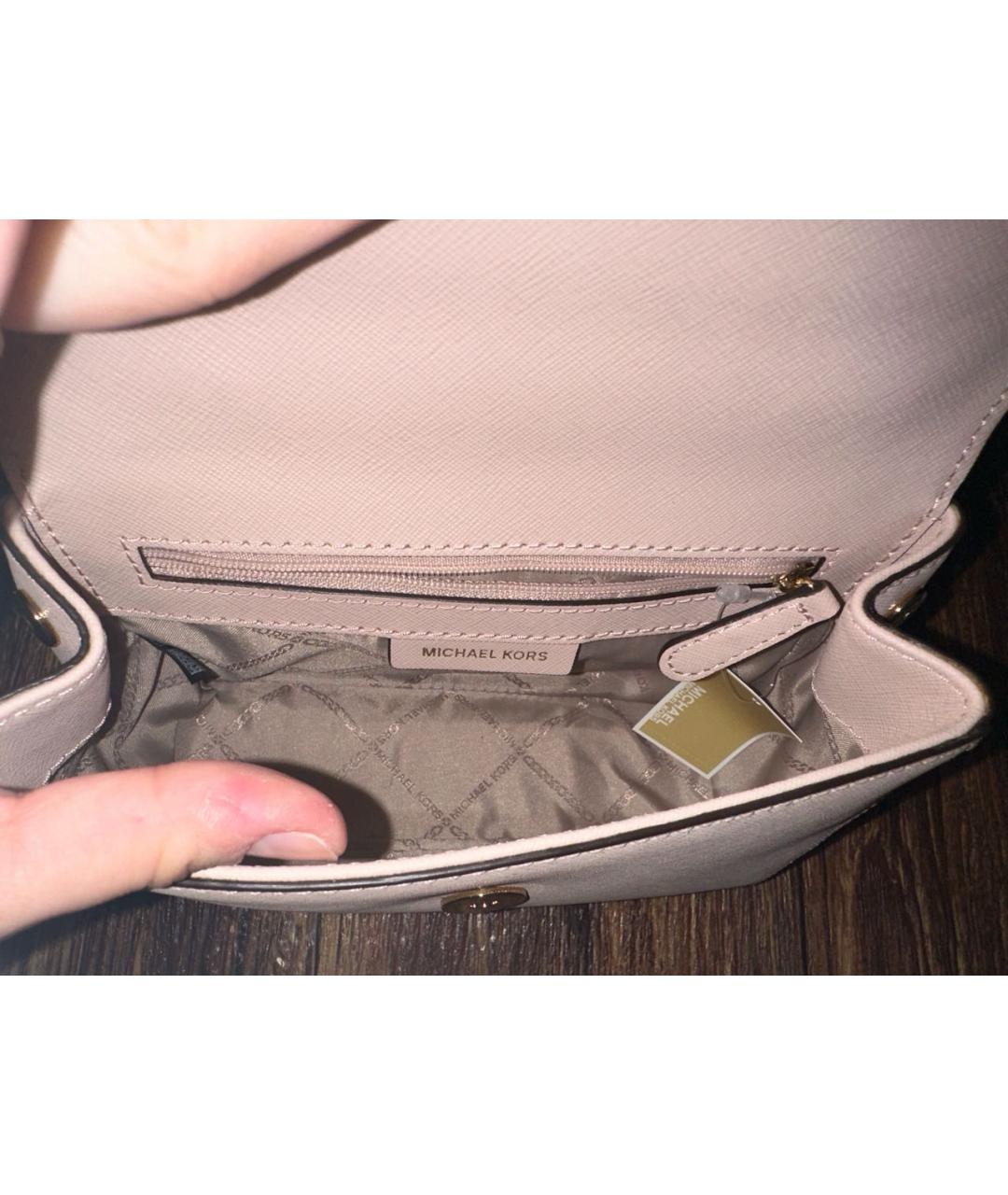 MICHAEL KORS Розовая кожаная сумка через плечо, фото 4